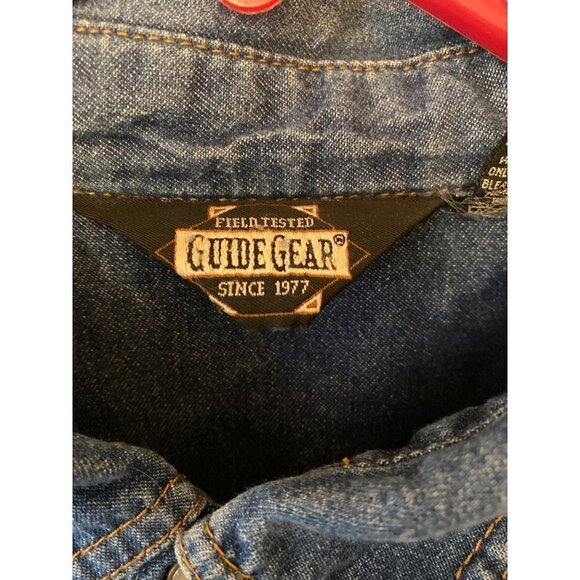 Dark Denim Guide Gear Western Pearl Snap Button Up Shirt Size Large - Picture 3 of 7